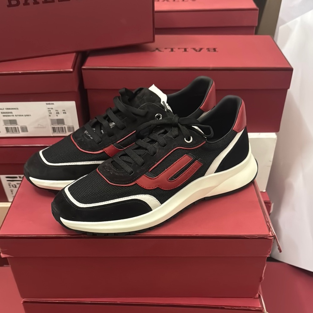 Bally Black and Red Sneakers with Sleek Design